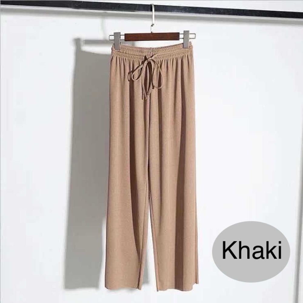 Khaki Women's Wide-Leg Casual Pants